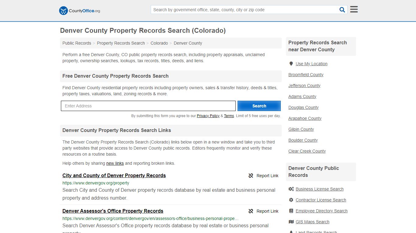 Denver County Property Records Search (Colorado) - County Office